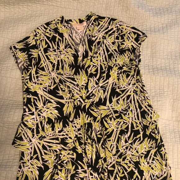 Michael Kors Bamboo Lime Green Black Dress Plus Size 18 18W - Picture 10 of 13